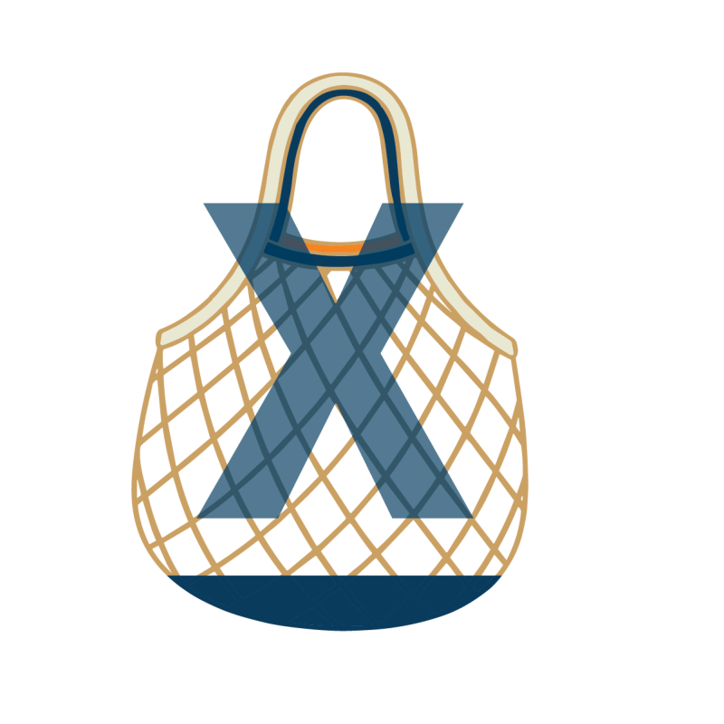 Mesh bag with large x through it. Mesh bags will not be permitted at commencement.