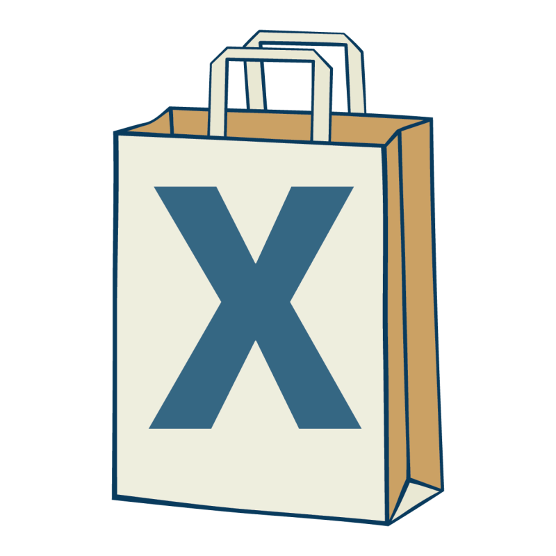 paper bag with large x through it. paper bags will not be permitted at commencement.