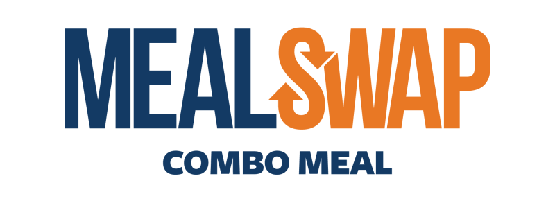 A logo reading "Meal Swap, Combo Meal" in blue and orange lettering