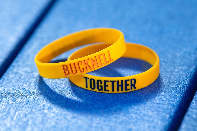Two Bucknell Together wristbands stacked