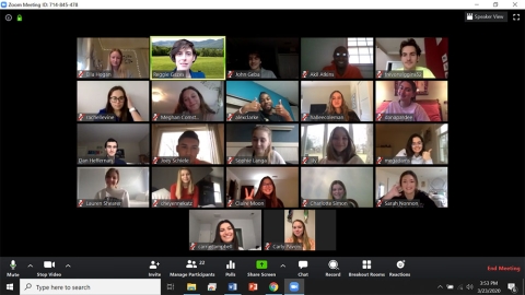 A zoom meeting with members of Reggie Gazes&#039; class