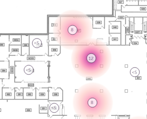 A map of the ELC showing hotspots of activity in pink