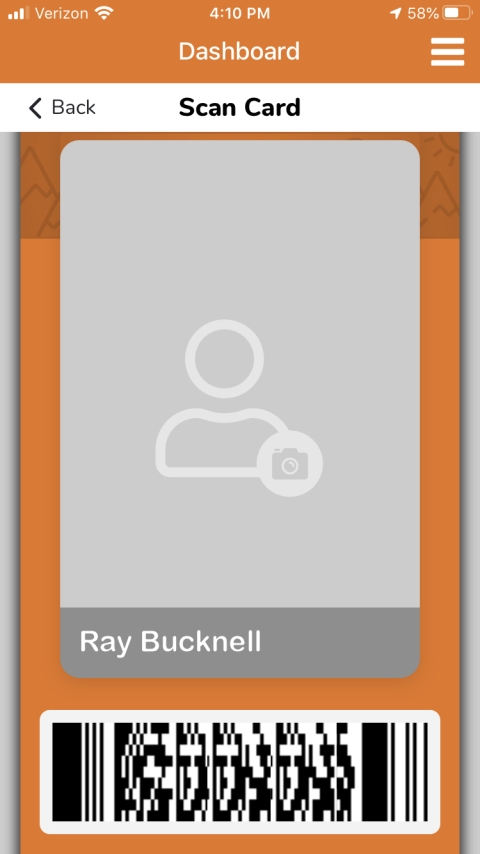 Screenshot of BUID Card section of the GET mobile app