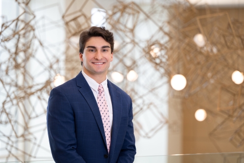 Portrait of Nicholas Arbes wearing a suit in Holmes Hall