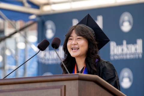 Ruby Lee addresses the Class of 2021