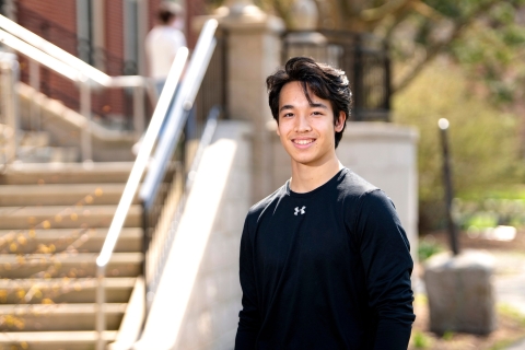 Jonathan Stiefel outside Dana Engineering Building