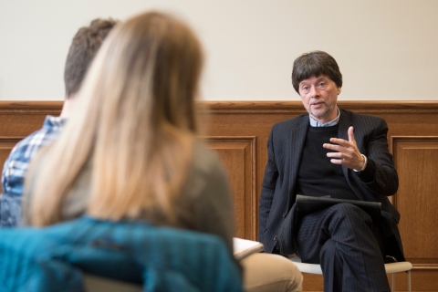 Ken Burns with students