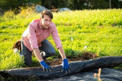 Student at the Bucknell farm