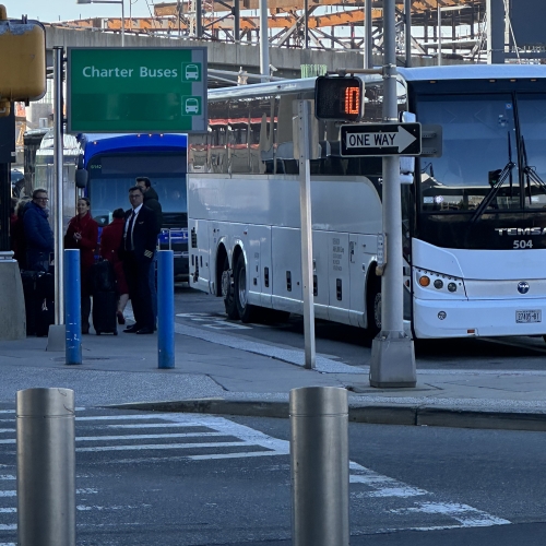 Shuttle JFK Drop Off, bus on street
